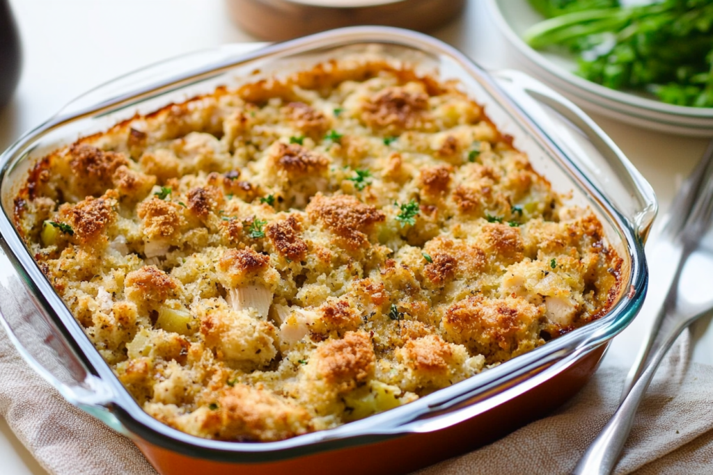 4-Ingredient Chicken and Stuffing Casserole