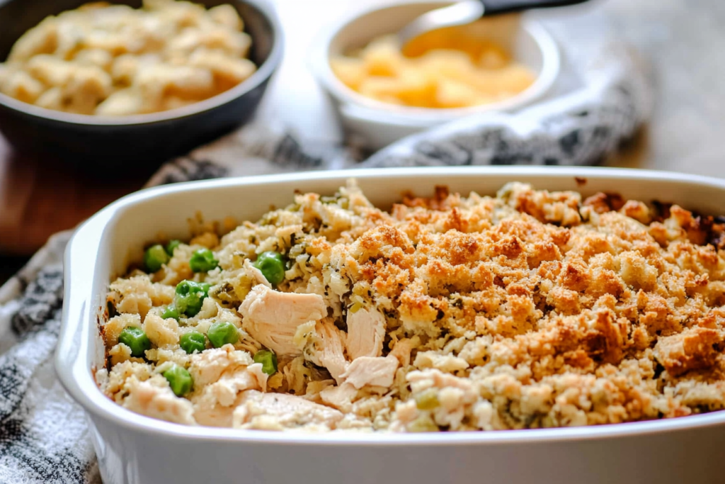 4-Ingredient Chicken and Stuffing Casserole